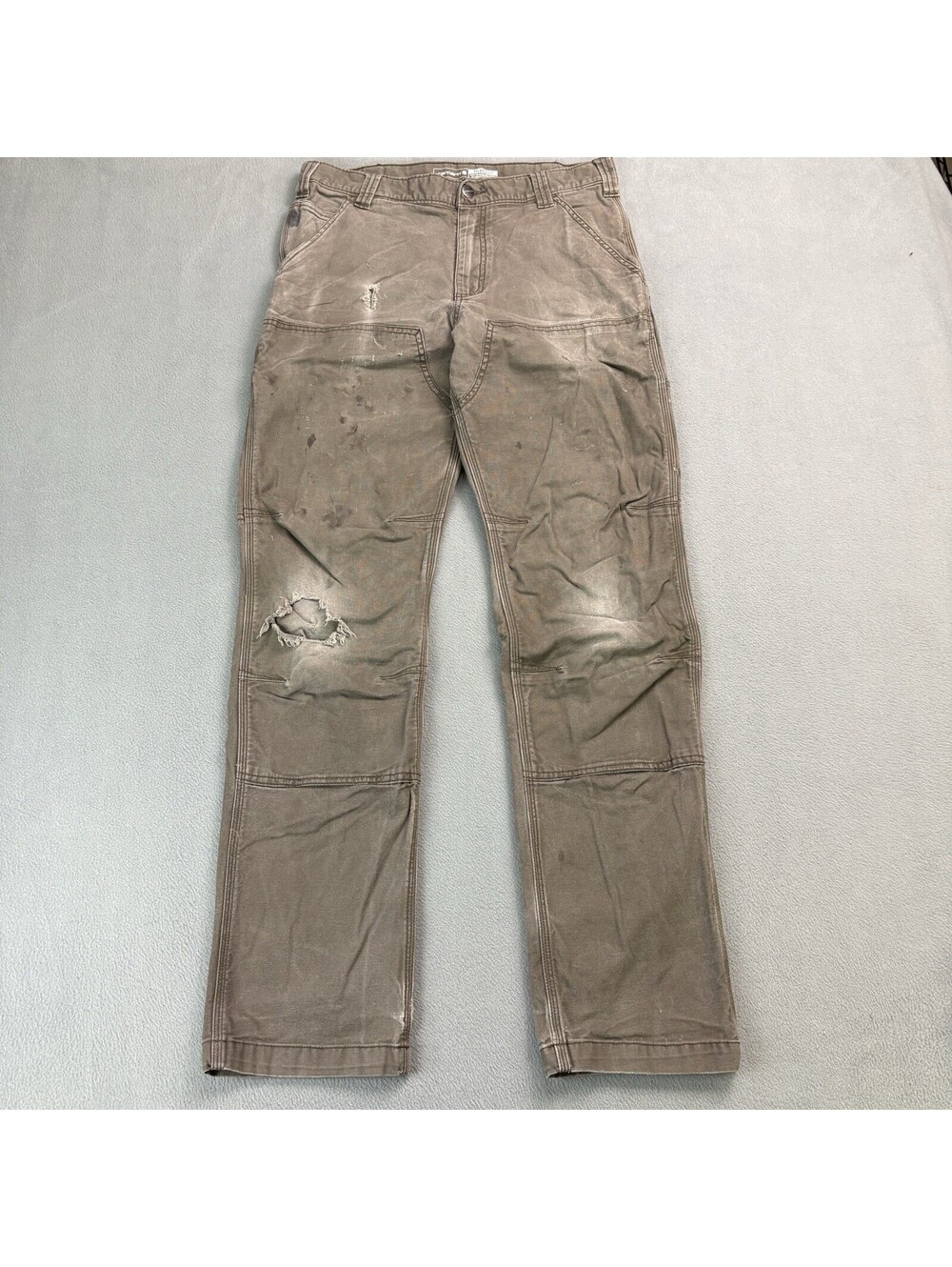Carhartt Relaxed Canvas Double Knee Rigby Pants Size 32x32 in. Brown Distressed